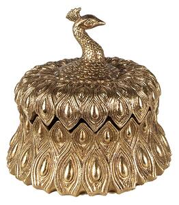 Zlatá antik šperkovnice páv Peacock - Ø 13*12 cm