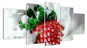 Obraz jahody v jogurtu (150x70cm)