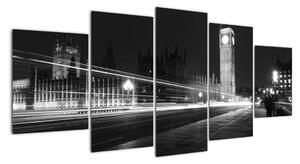 Černobílý obraz Londýna - Big ben (150x70cm)
