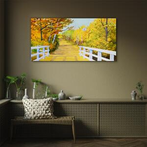 Obraz na skle Obraz na skle Bridge Forest podzim