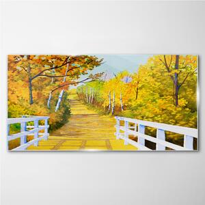 Obraz na skle Obraz na skle Bridge Forest podzim