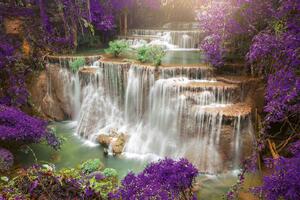 DIMEX | Vliesová fototapeta Kouzelný vodopád MS-5-3152 | 375 x 250 cm | bílá, fialová, hnědá