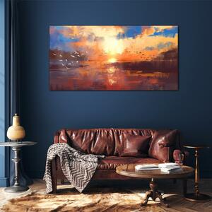 Obraz na skle Obraz na skle Jezero Mraky Sunset
