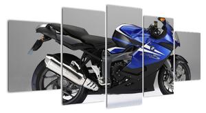 Obraz modrého motocyklu (150x70cm)