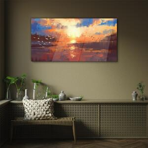 Obraz na skle Obraz na skle Jezero Mraky Sunset