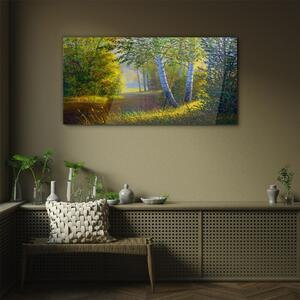 Obraz na skle Obraz na skle Lesní květiny řeka příroda