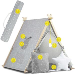 Stanový domeček pro děti s lampou - šedá (Stanový domeček pro děti)