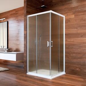 Sprchový kout, LIMA, čtverec, 90 cm, bílý ALU, sklo Point