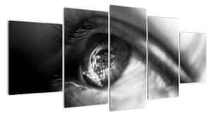 Černobílý obraz - detail oka (150x70cm)