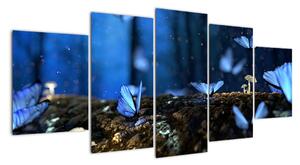 Obraz - modří motýli (150x70cm)