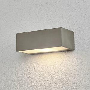 Lindby venkovní nástěnné svítidlo Leonora, 20 cm, hranaté, nerezová ocel, stmívatelný, Hliník / šedá / zinek, Nerezová ocel, Moderní