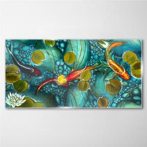 Obraz na skle Obraz na skle Ryby Koi Květiny Příroda