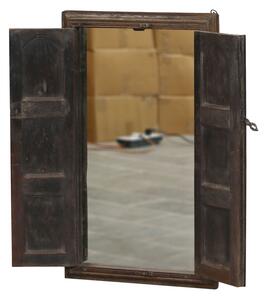 Stará okenice z teakového dřeva se zrcadlem, 58x5x97cm