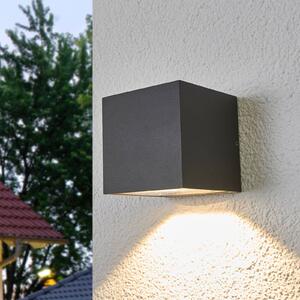 Lucande Venkovní nástěnné svítidlo LED Merjem, 12 cm, dolů, IP54, Hliník / šedá / zinek, Hliník, Moderní