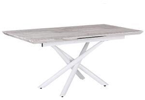 Rozkládací jídelní stůl s mramorovým efektem 160/200x90 cm bílý MOIRA
