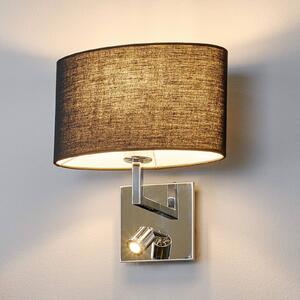 Nástěnné svítidlo Lucande Karla, černé, 30 cm, LED světlo na čtení, E27