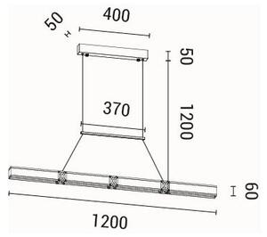 LED Lustr na lanku LUIS LED/21W/230V 3000K 45x120 cm
