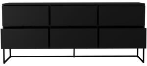 Matně černá lakovaná komoda Tenzo Lipp 176,5 x 43 cm