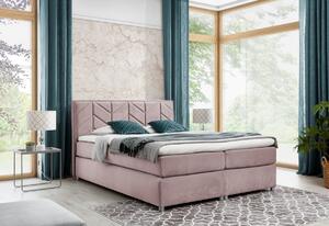 Čalouněná postel boxspring MODLA + topper, 120x200, růžová (stary rozowy)