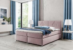 Čalouněná postel boxspring VALIKA + topper, 120x200, růžová (stary rozowy)