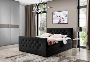 Čalouněná postel boxspring MATRAGI + topper, 180x200, černá