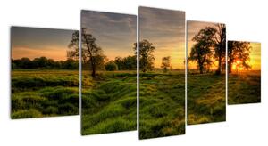 Západ slunce v krajině, obrazy (150x70cm)