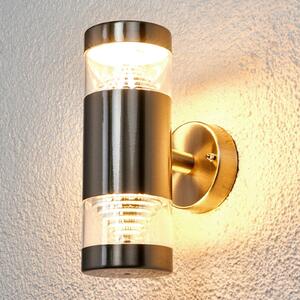 Lindby LED venkovní nástěnné svítidlo Lanea, 21 cm, nerezová ocel, IP44, Hliník / šedá / zinek, Nerezová ocel, Moderní