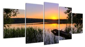 Obrázek jezera se západem slunce (150x70cm)