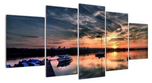 Západ slunce v přístavu - obraz na stěnu (150x70cm)