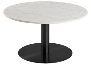 Scandi Bílý mramorový konferenční stolek Aron 80 cm s černou podnoží
