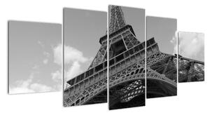 Černobílý obraz Eiffelovy věže (150x70cm)