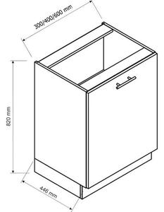 Kuchyňská skříňka dolní OREIRO D60, 60x82x44,6, popel/bílá lesk