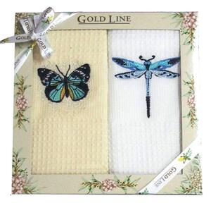 Forbyt Dárkové balení 2 ks bavlněných utěrek, Motýl a vážka, 50 x 70 cm