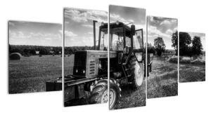 Černobílý obraz traktoru (150x70cm)