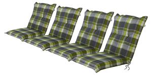 LIVARNO home Sada potahů na židli / křeslo Valencia, 100 x 50 x 8 cm, 4dílná, káro / zelená / šedá (800003523)