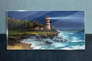 Obraz na skle Obraz na skle Lighthouse pobřeží vlny