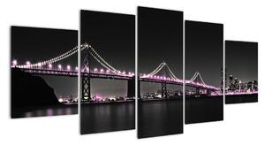 Noční osvětlený most - obraz (150x70cm)