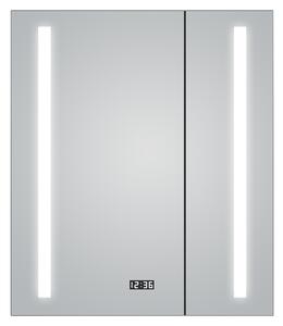 Alumino Sun Zrcadlová skříňka s LED osvětlením, 60 × 70 × 10,5 cm, stříbrná