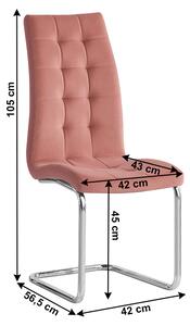 TEMPO Jídelní židle, růžová Velvet látka / chrom, SALOMA NEW