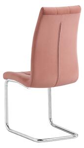 TEMPO Jídelní židle, růžová Velvet látka / chrom, SALOMA NEW