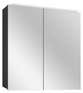 Camargue Aluminio Black Zrcadlová skříňka s LED osvětlením, 60 × 60 × 11 cm, černá