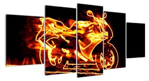 Hořící motorka - obraz (150x70cm)