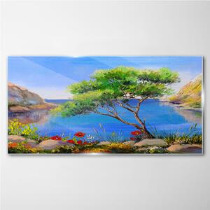 Obraz na skle Obraz na skle Květiny strom moře příroda