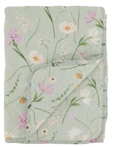 Zelený bavlněný přehoz s květy Aix Quilt Wild Flowers - 130*180 cm - Chic Antique