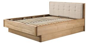 Manželská dubová postel Denver s úložným prostorem - krémová 180x200 cm