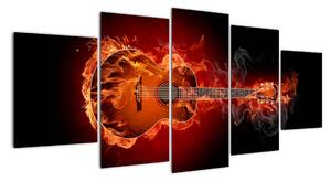 Obraz hořící kytara (150x70cm)