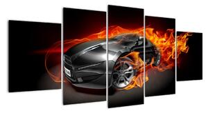 Obraz hořící auto (150x70cm)