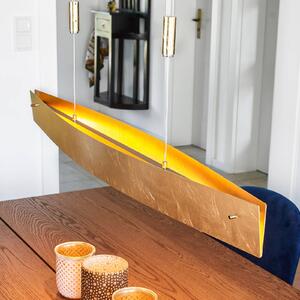 Quitani LED závěsné světlo Malu, zlatá barva, délka 100 cm, stmívatelný, Mosaz / zlato, Obývací pokoj / jídelna, Hliník, Moderní, Závěsná lampa - lustr s více rameny