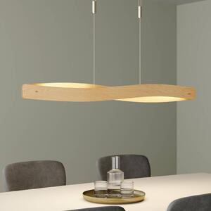 Quitani Závěsné svítidlo LED Lian, dub/přírodní barva, stmívatelný, Světlé dřevo, Obývací pokoj / jídelna, Dřevo, Design