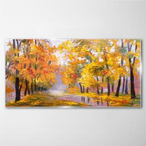Obraz na skle Obraz na skle Abstrakce lesní listy podzim
